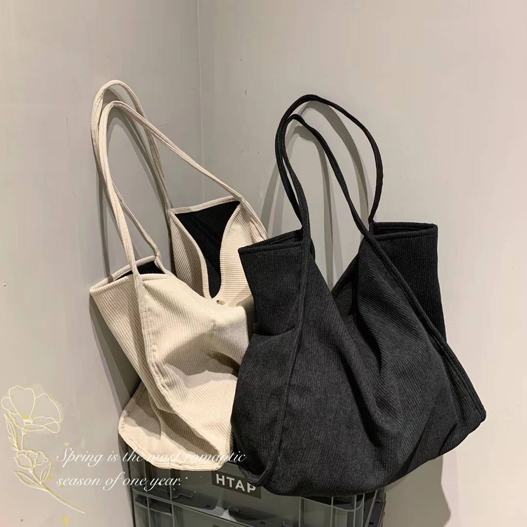 Retro Corduroy Large Tote Bag