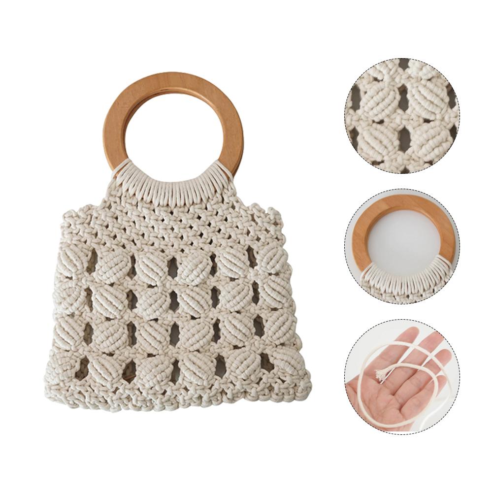 Boho Rope Wood Handle Bag