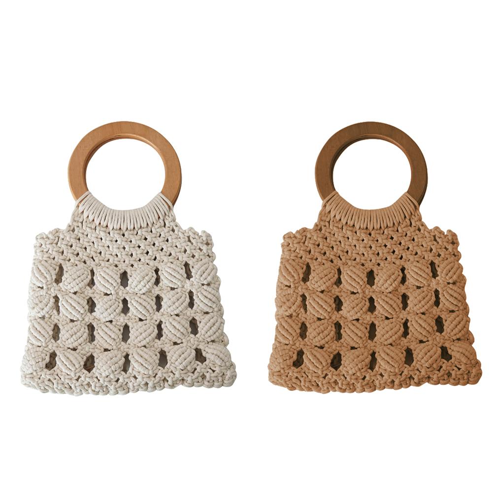 Boho Rope Wood Handle Bag