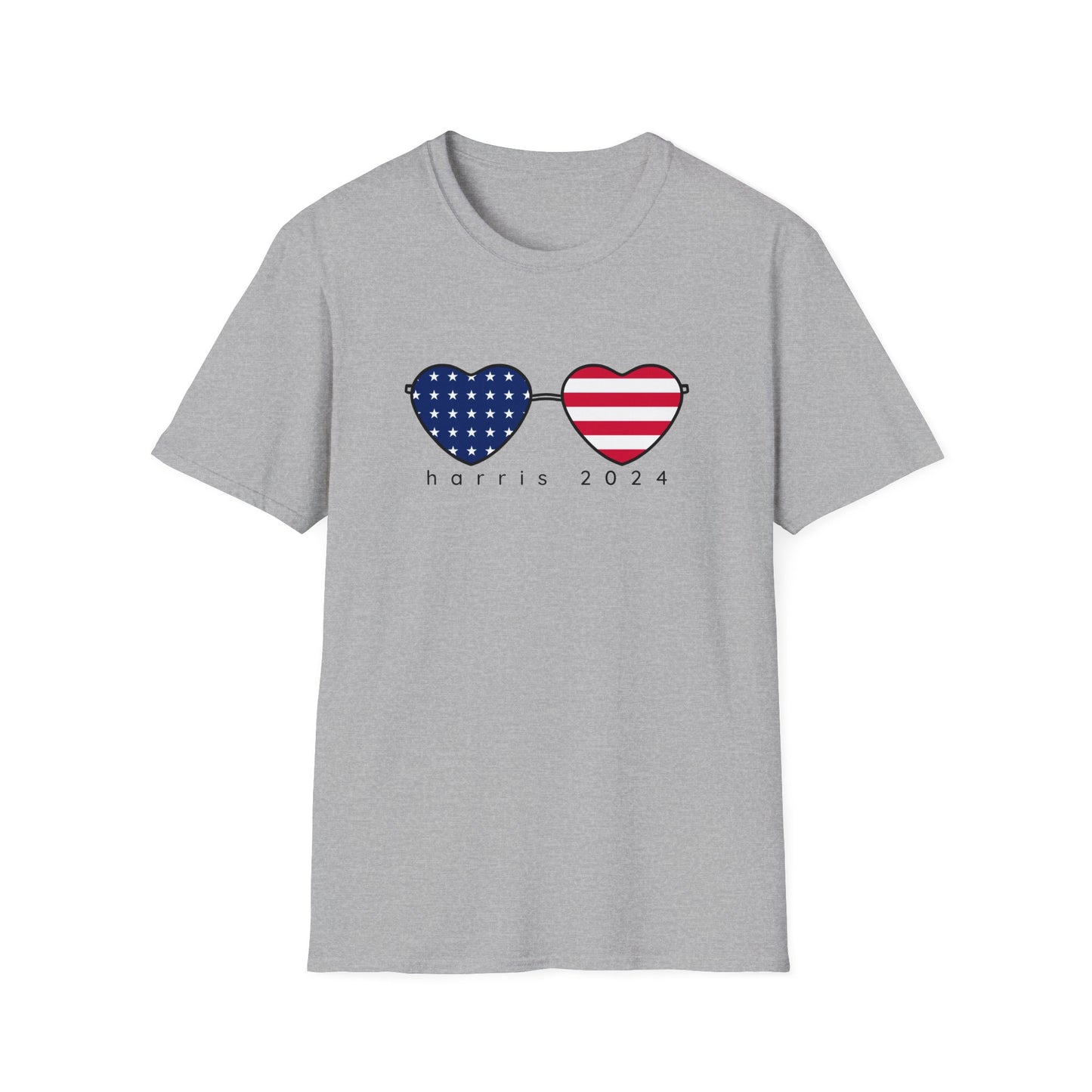 American Flag Heart Glasses - Kamala Harris T-Shirt - All-Gender Sizing