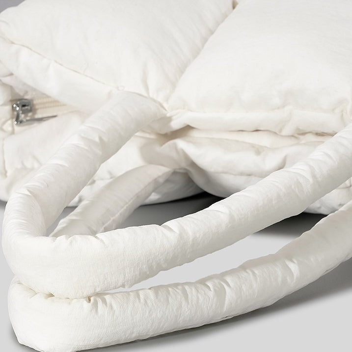 Plush Down Puffer Handbag White