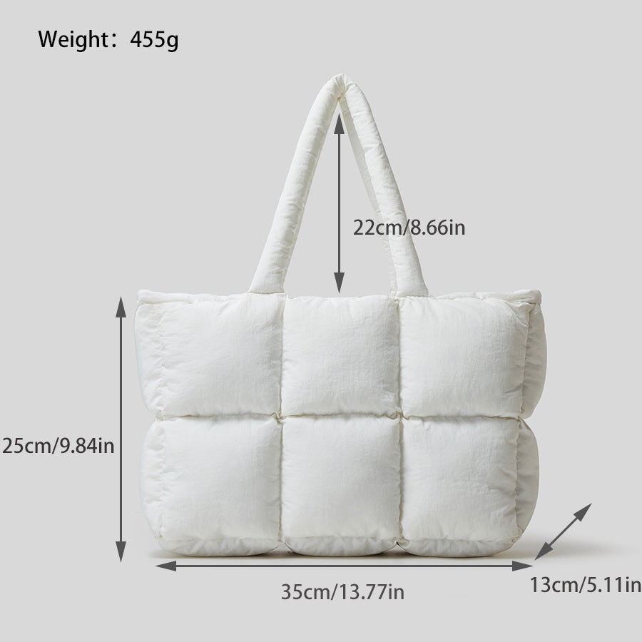 Plush Down Puffer Handbag White