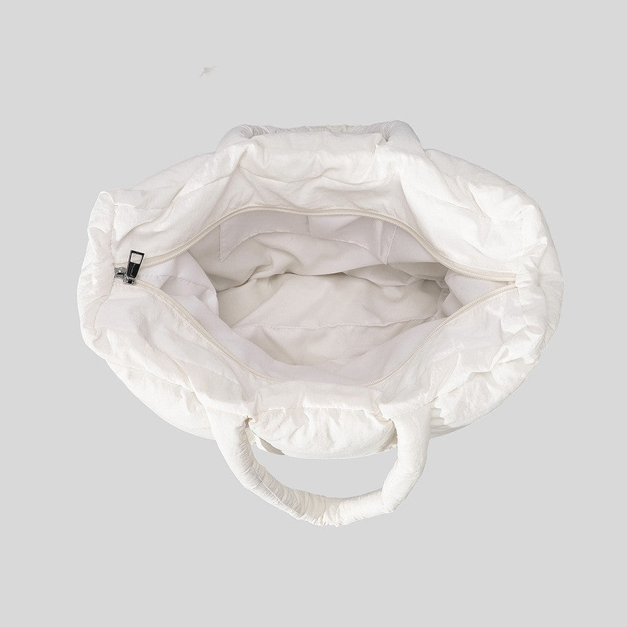 Plush Down Puffer Handbag White