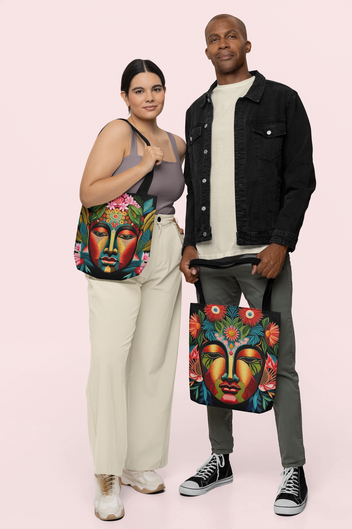 Buddha Face Flower Tote
