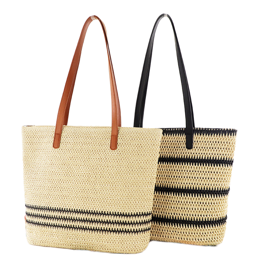 Striped Summer Straw Bag