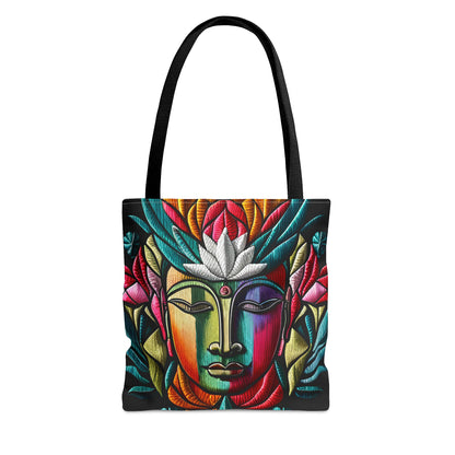 Buddha Face White Lotus Tote