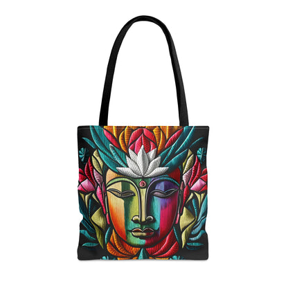 Buddha Face White Lotus Tote