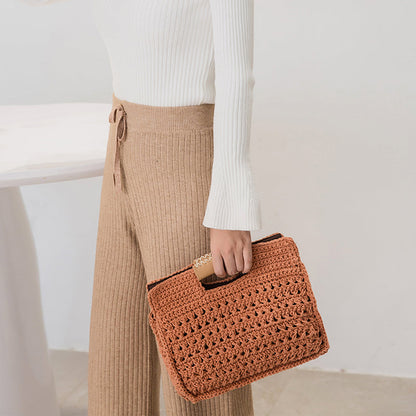 Crochet Woven Handbag Brown