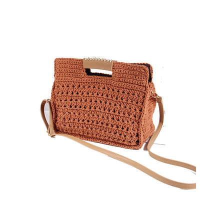 Crochet Woven Handbag Brown