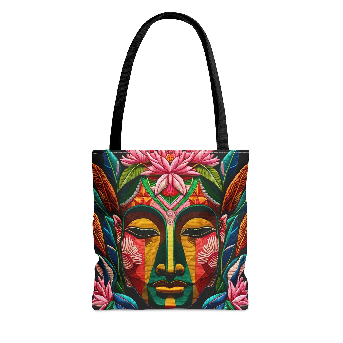 Buddha Face Floral Tote