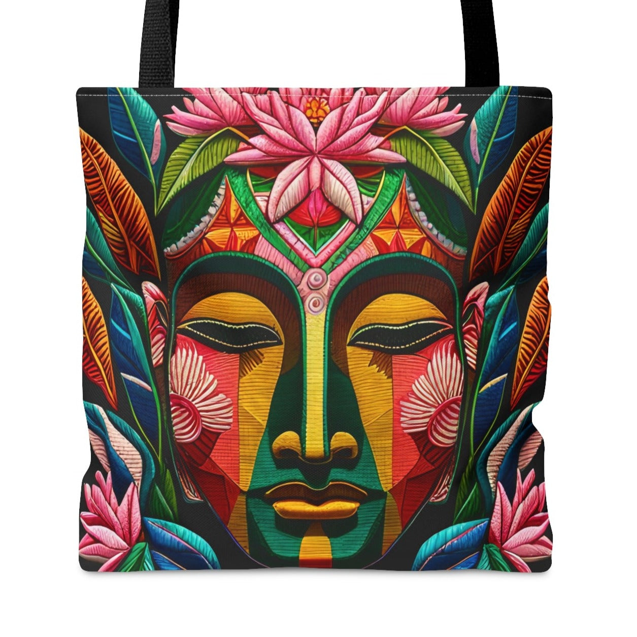 Buddha Face Floral Tote