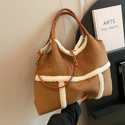 Retro Rancher Shearling Sherpa Tote Brown