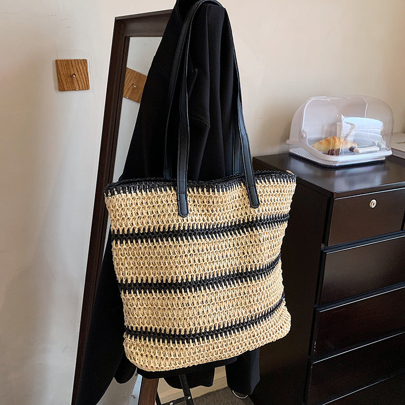 Striped Summer Straw Bag