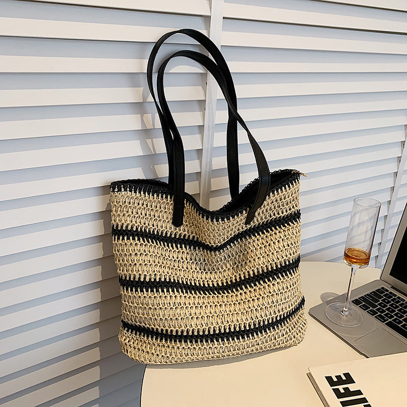 Striped Summer Straw Bag