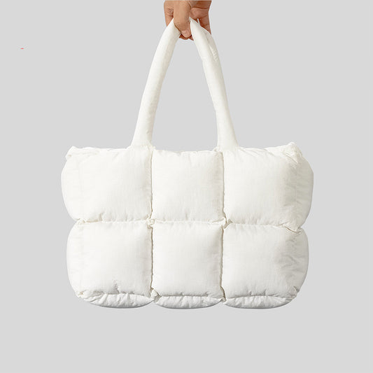 Plush Down Puffer Handbag White