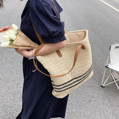 Striped Summer Straw Bag