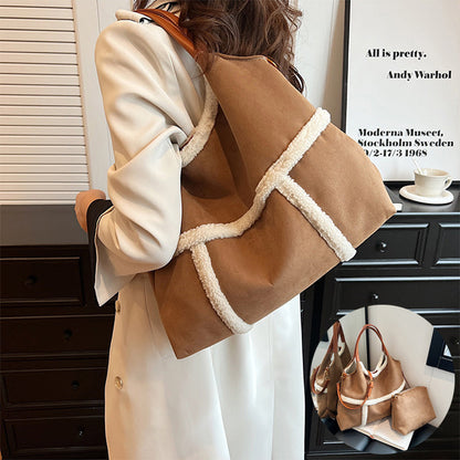 Retro Rancher Shearling Sherpa Tote Brown