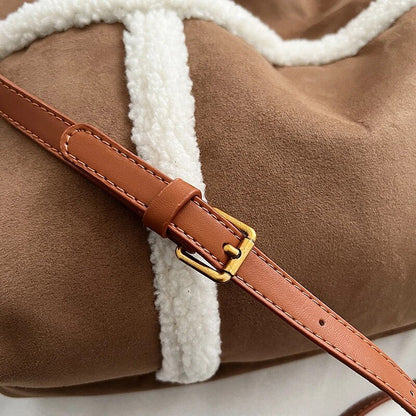 Retro Rancher Shearling Sherpa Tote Brown