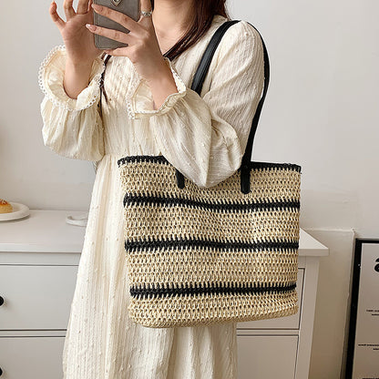 Striped Summer Straw Bag