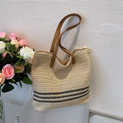 Striped Summer Straw Bag