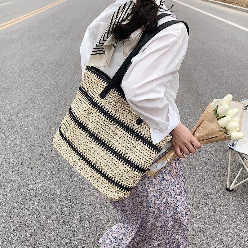 Striped Summer Straw Bag