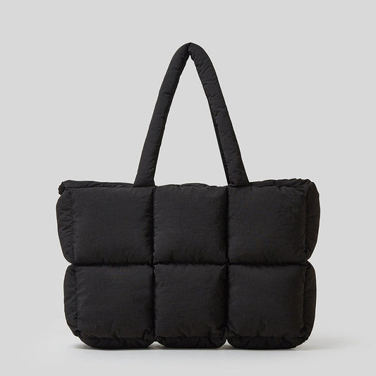 Plush Down Puffer Handbag Black