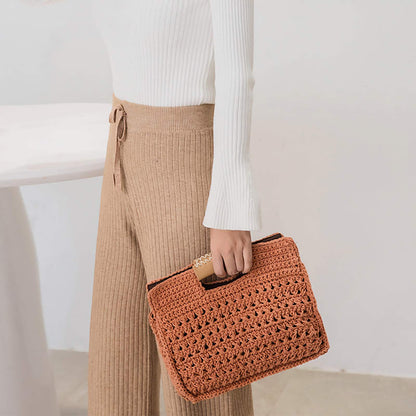 Crochet Woven Handbag Orange
