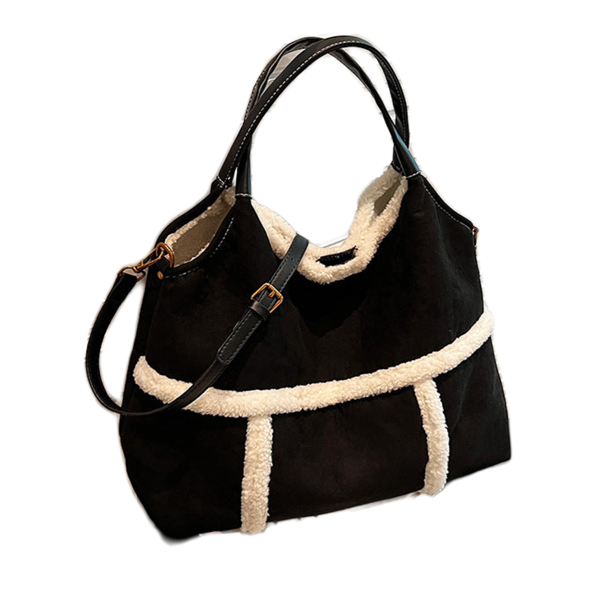 Retro Rancher Shearling Sherpa Tote Black