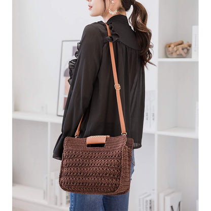 Crochet Woven Handbag Brown